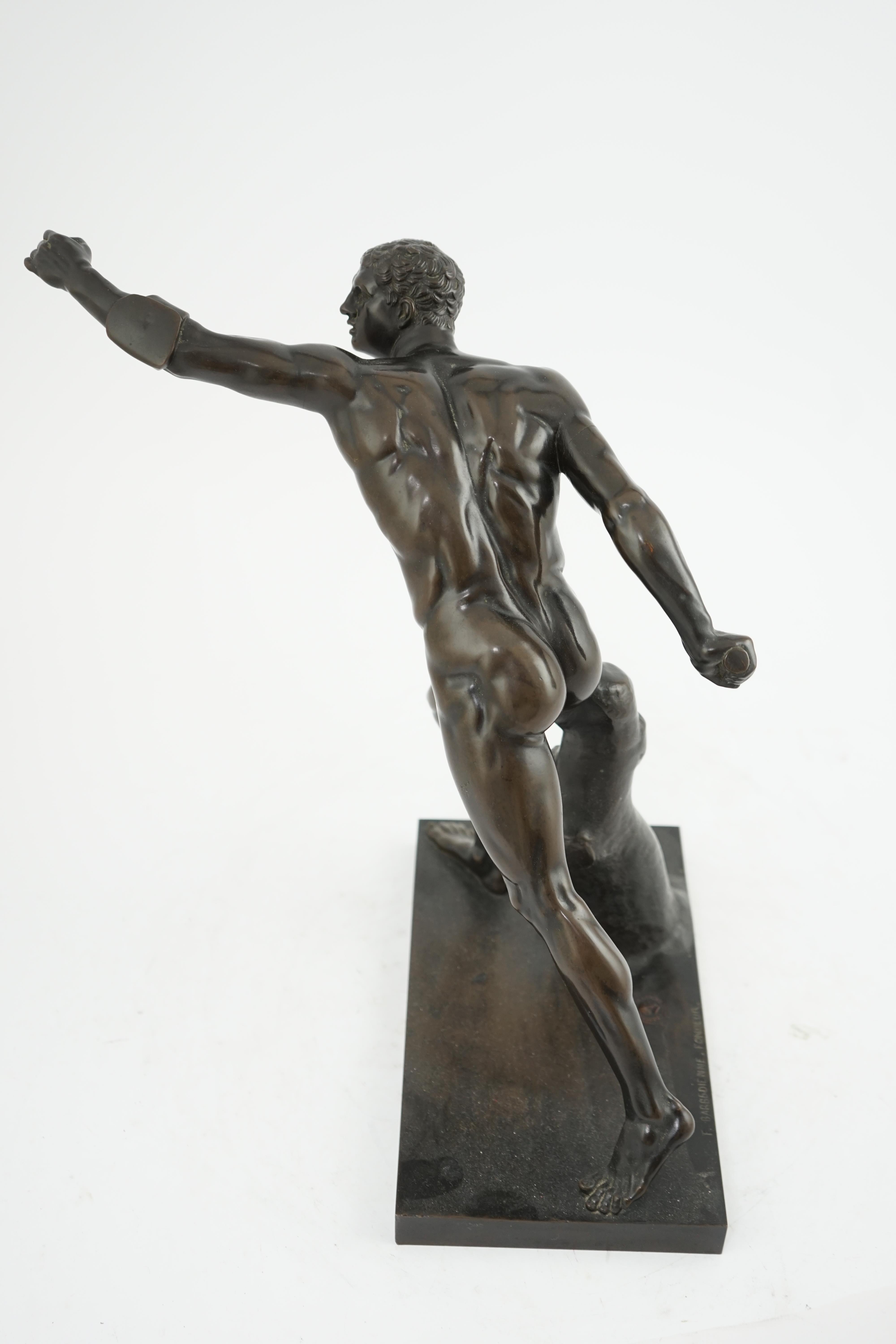 A late 19th century French patinated bronze model of the Borghese Gladiator, after the Antique